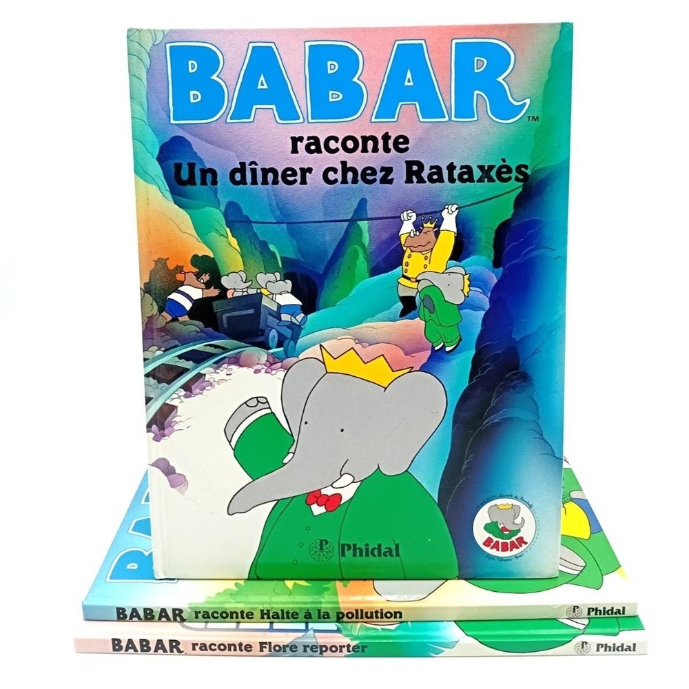Lot of 3 Babar French Children's Books Phidal Hardcover Elephant Story Collectio